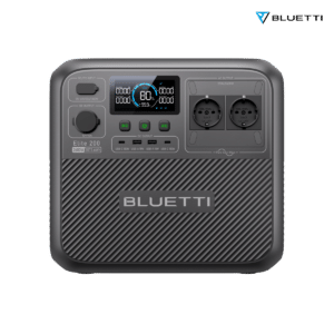 BLUETTI Elite 200 V2, przedni panel dużej stacji zasilania z dwoma gniazdami EU