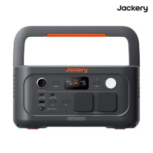 Jackery Explorer 500 v2, widok przedni stacji zasilania z uchwytem