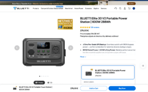 Zrzut ekranu oficjalnej strony BLUETTI z ofertą modelu Elite 30 V2