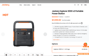 Zrzut ekranu oficjalnej strony Jackery z ofertą modelu Explorer 2000 v2